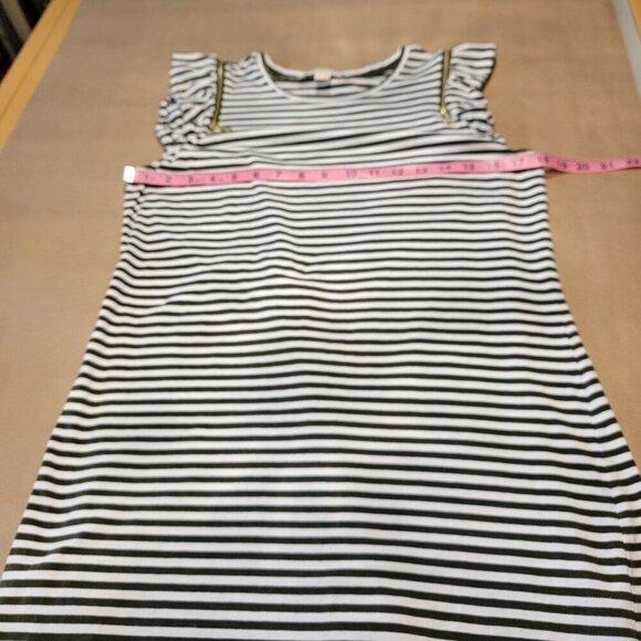 MICHAEL Michael Kors Size M Dark Olive Green and White Striped Shift Dress - Picture 7 of 11
